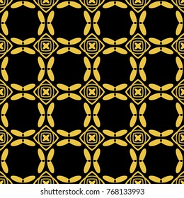 Abstract seamless pattern of black and gold color for wallpapers and background. 