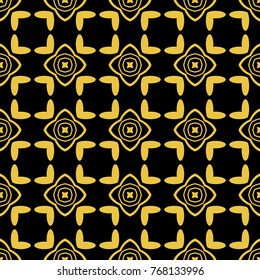 Abstract seamless pattern of black and gold color for wallpapers and background. 