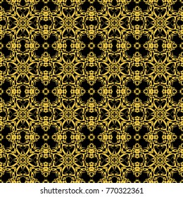 Abstract seamless pattern of black and gold color for wallpapers and background. 