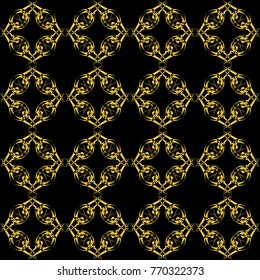 Abstract seamless pattern of black and gold color for wallpapers and background. 