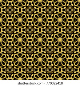 Abstract seamless pattern of black and gold color for wallpapers and background. 