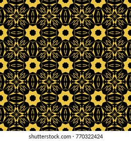 Abstract seamless pattern of black and gold color for wallpapers and background. 