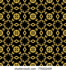Abstract seamless pattern of black and gold color for wallpapers and background. 