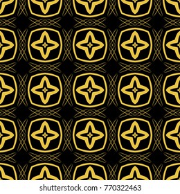 Abstract seamless pattern of black and gold color for wallpapers and background. 