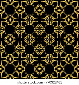 Abstract seamless pattern of black and gold color for wallpapers and background. 