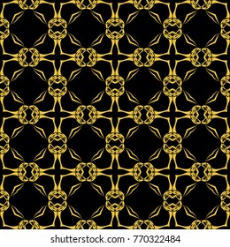 Abstract seamless pattern of black and gold color for wallpapers and background. 