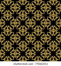 Abstract seamless pattern of black and gold color for wallpapers and background. 