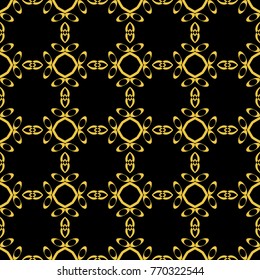 Abstract seamless pattern of black and gold color for wallpapers and background. 
