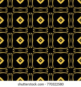 Abstract seamless pattern of black and gold color for wallpapers and background. 