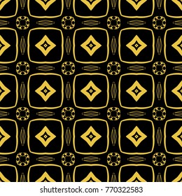Abstract seamless pattern of black and gold color for wallpapers and background. 
