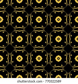 Abstract seamless pattern of black and gold color for wallpapers and background. 