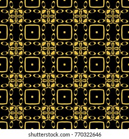 Abstract seamless pattern of black and gold color for wallpapers and background. 