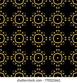 Abstract seamless pattern of black and gold color for wallpapers and background. 