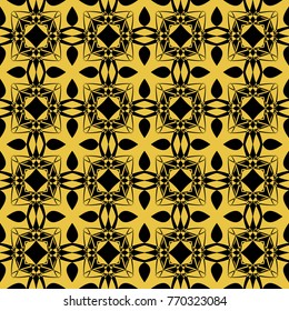 Abstract seamless pattern of black and gold color for wallpapers and background. 