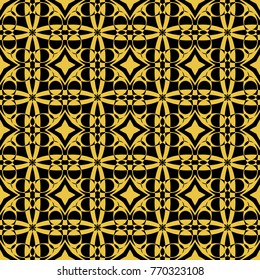 Abstract seamless pattern of black and gold color for wallpapers and background. 