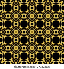 Abstract seamless pattern of black and gold color for wallpapers and background. 