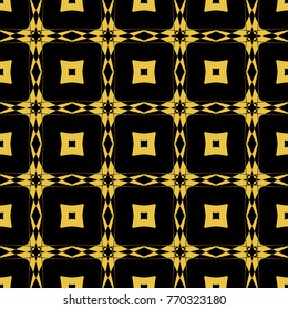 Abstract seamless pattern of black and gold color for wallpapers and background. 
