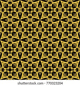 Abstract seamless pattern of black and gold color for wallpapers and background. 
