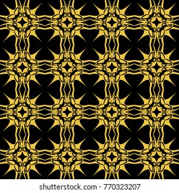 Abstract seamless pattern of black and gold color for wallpapers and background. 