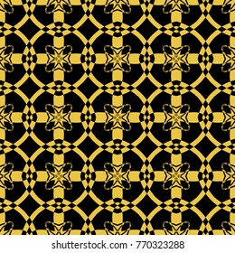 Abstract seamless pattern of black and gold color for wallpapers and background. 