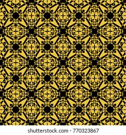 Abstract seamless pattern of black and gold color for wallpapers and background. 