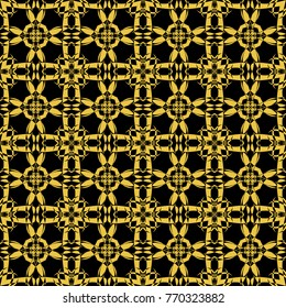 Abstract seamless pattern of black and gold color for wallpapers and background. 