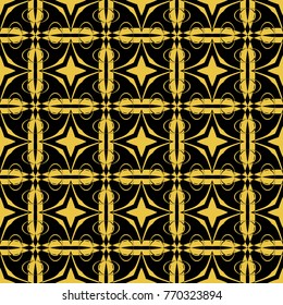 Abstract seamless pattern of black and gold color for wallpapers and background. 