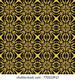 Abstract seamless pattern of black and gold color for wallpapers and background. 
