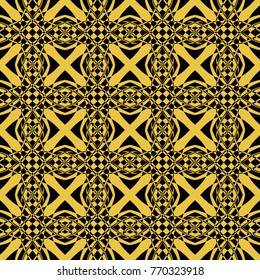 Abstract seamless pattern of black and gold color for wallpapers and background. 