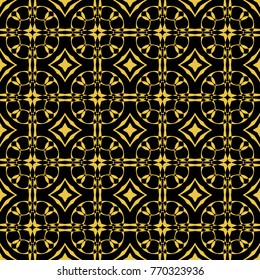 Abstract seamless pattern of black and gold color for wallpapers and background. 