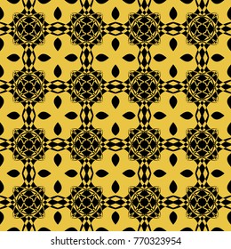 Abstract seamless pattern of black and gold color for wallpapers and background. 