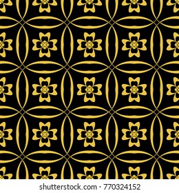 Abstract seamless pattern of black and gold color for wallpapers and background. 