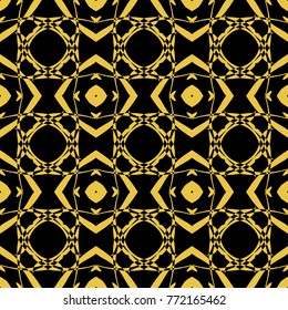 Abstract seamless pattern of black and gold color for wallpapers and background. 