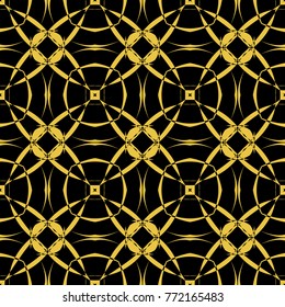 Abstract seamless pattern of black and gold color for wallpapers and background. 