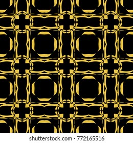 Abstract seamless pattern of black and gold color for wallpapers and background. 
