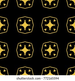Abstract seamless pattern of black and gold color for wallpapers and background. 