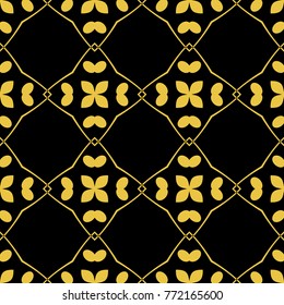 Abstract seamless pattern of black and gold color for wallpapers and background. 
