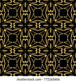 Abstract seamless pattern of black and gold color for wallpapers and background. 