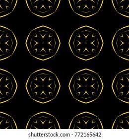 Abstract seamless pattern of black and gold color for wallpapers and background. 