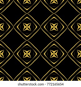 Abstract seamless pattern of black and gold color for wallpapers and background. 