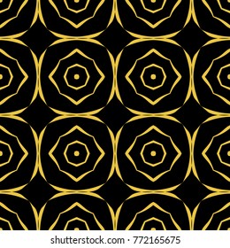 Abstract seamless pattern of black and gold color for wallpapers and background. 