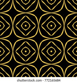 Abstract seamless pattern of black and gold color for wallpapers and background. 