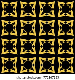 Abstract seamless pattern of black and gold color for wallpapers and background. 
