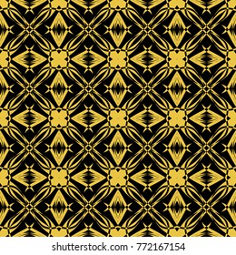 Abstract seamless pattern of black and gold color for wallpapers and background. 

