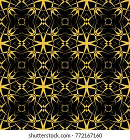 Abstract seamless pattern of black and gold color for wallpapers and background. 
