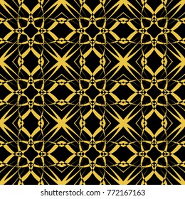 Abstract seamless pattern of black and gold color for wallpapers and background. 
