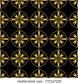 Abstract seamless pattern of black and gold color for wallpapers and background. 
