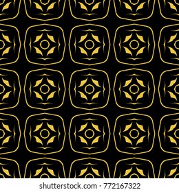 Abstract seamless pattern of black and gold color for wallpapers and background. 
