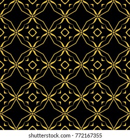 Abstract seamless pattern of black and gold color for wallpapers and background. 
