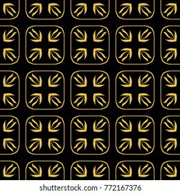 Abstract seamless pattern of black and gold color for wallpapers and background. 
